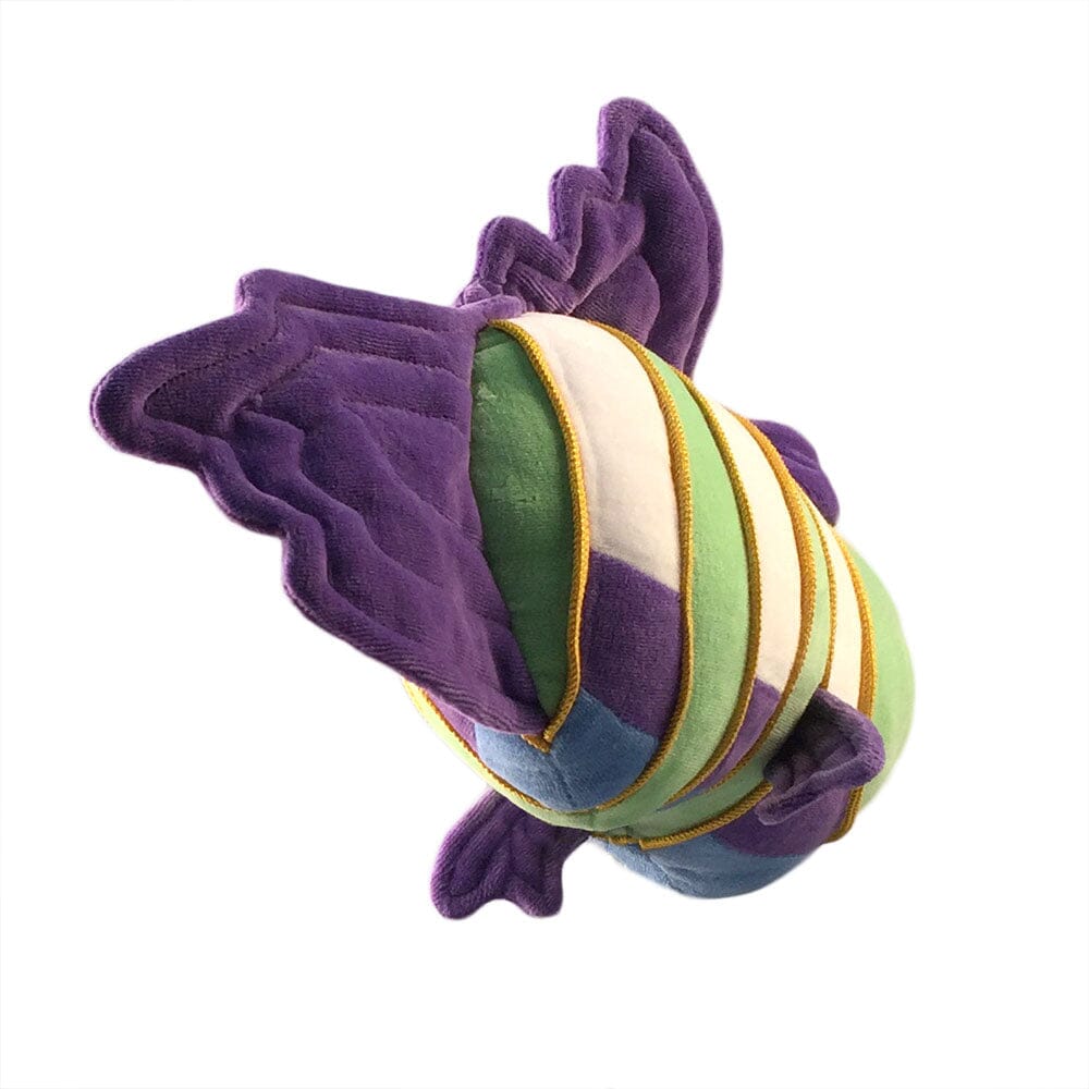 Plush Green & White Striped Fish Soft Sculpture
