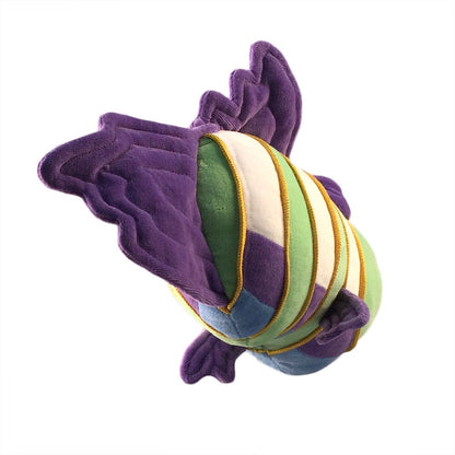 Plush Green & White Striped Fish Soft Sculpture
