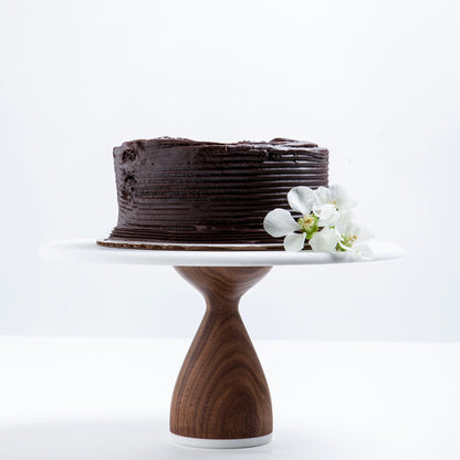 Walnut Hourglass Base 10in Cake Stand