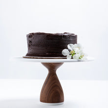 Load image into Gallery viewer, Walnut Hourglass Base 10in Cake Stand
