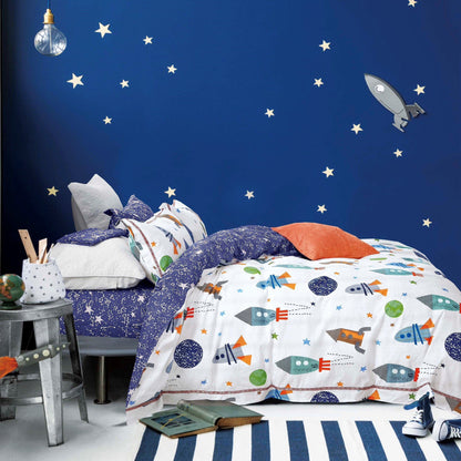 Rocket Ship Reversible Comforter Set