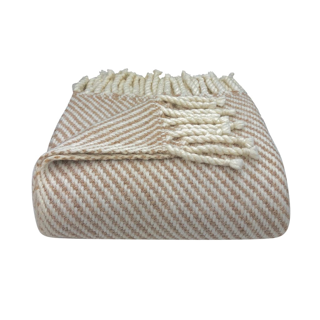 Handmade Alpaca Throw in Chunky Camel Stripe