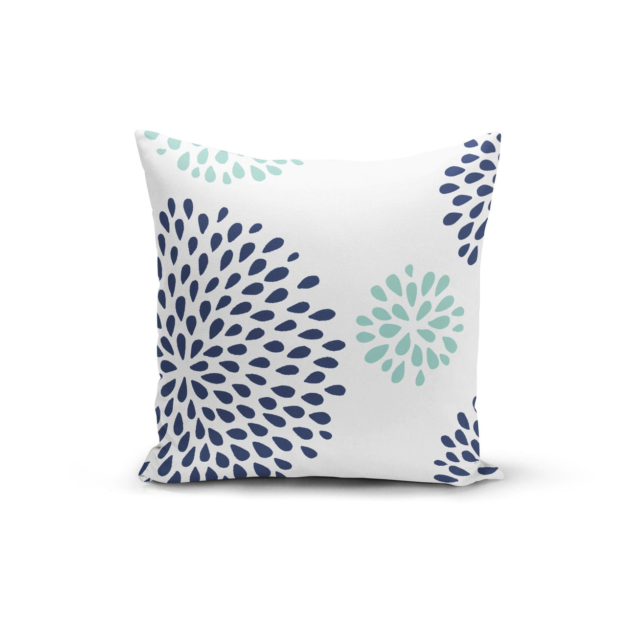 Blue & Teal Flowers Pillow Cover