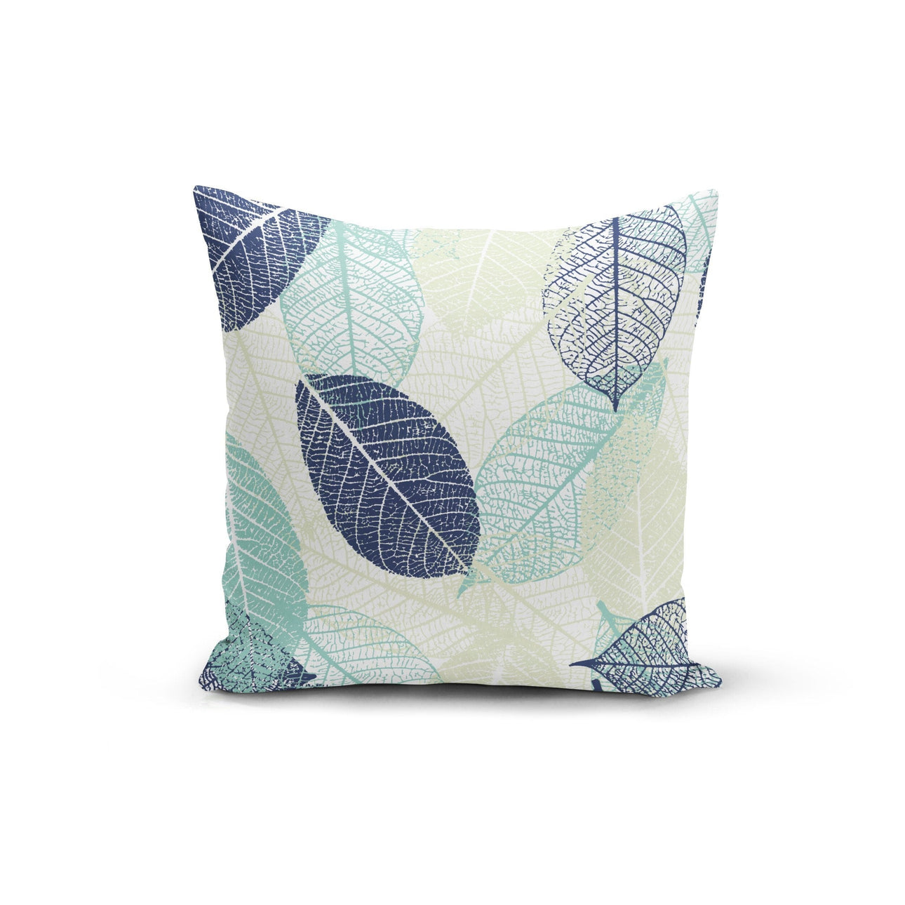 Blue & Teal Leaves Pillow Cover