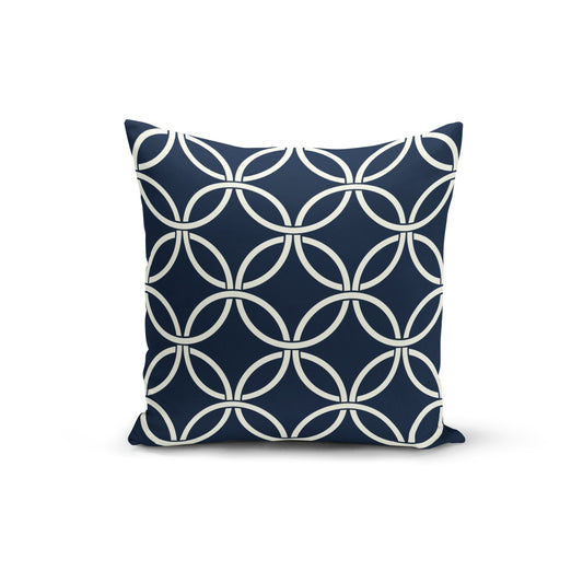 Navy Circle Interlock Pillow Cover