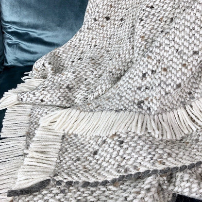 Handmade Alpaca Throw in Chunky Gray Weave