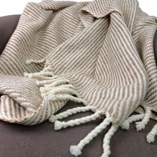 Load image into Gallery viewer, Handmade Alpaca Throw in Chunky Camel Stripe
